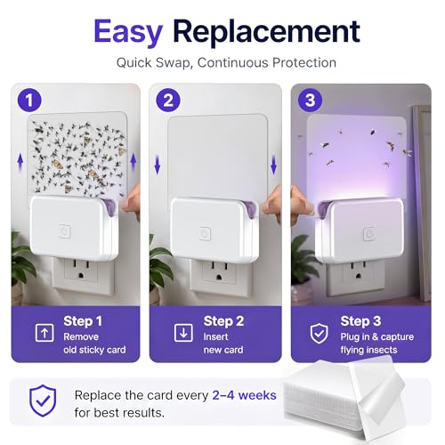 30 Pack Fly Traps Refill Cards (Refills Only) Compatible with LFSYS Plug in UV Light Fly Trap, Sticky Glue Board Refill for Fruit Flies, Gnats & Mosquitoes, Plug in Flying Trap Refills Indoor