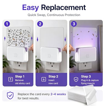 30 Pack Fly Traps Refill Cards (Refills Only) Compatible with LFSYS Plug in UV Light Fly Trap, Sticky Glue Board Refill for Fruit Flies, Gnats & Mosquitoes, Plug in Flying Trap Refills Indoor