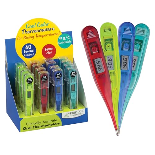 Veridian Handheld Fahrenheit/Celsius Digital Thermometer Display Kit Digital Display 08-301VC, 16 Ct
