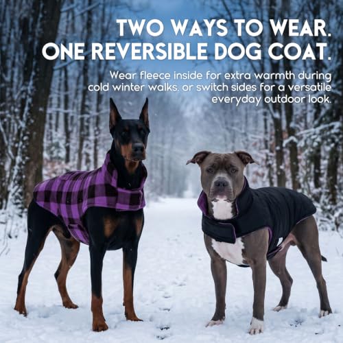 ASENKU Reversible Dog Winter Coat, Dog Jacket for Small Medium Large Dogs - color: Purple, size: X-Small