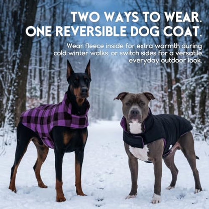 ASENKU Reversible Dog Winter Coat, Dog Jacket for Small Medium Large Dogs - color: Purple, size: X-Small