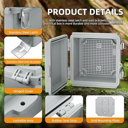 Joinfworld Outdoor Electrical Box 6X6 Junction Box (Pack of 2) - size: 5.9"x5.9"x3.5" (Pack of 2)