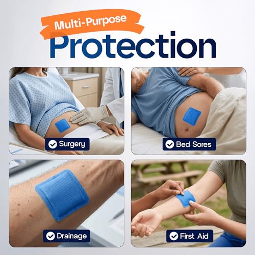 HEALQU Super Absorbent Adhesive Dressing 4x4 (10 Pack) - Sterile Self-Adhesive Island Dressing Pad with High-Capacity SAP Core - Breathable Bordered Gauze for High Exudate, Surgical Wounds, & Ulcers