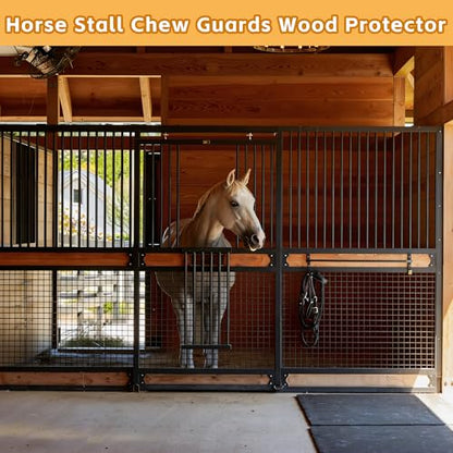 lukar 12 Pack 42 Inch Horse Stall Wall Channels, Horse Stall Chew Guards | Heavy Duty Steel Horse Stall Protector with 120 Screws & Pre-drilled Mounting Holes, Prevent Wood Damage in Horse Stable
