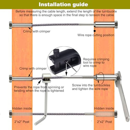 1/8 Stainless Steel Cable Railing Hardware Kit, 20 Pairs