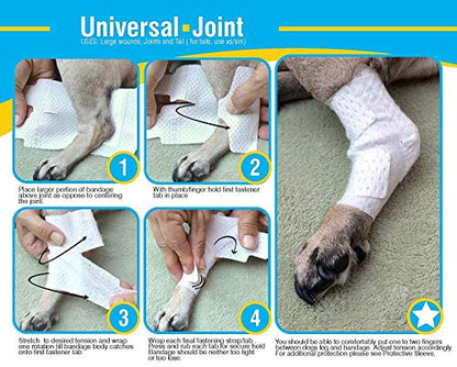 PawFlex Joint and Large Area Wound Bandages for Dogs Cats & Other Pets. Great for Leg Joint sprains and Tail Injuries! Non Adhesive Breathable Non-Slip Disposable Washable Value Pack (Small 20pk) - size: Small 20pk