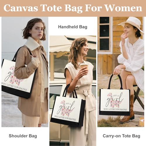 GevGuxLuo Tote Bag for Women Animal Lover Bag Gift for Women - color: Dinosaurs