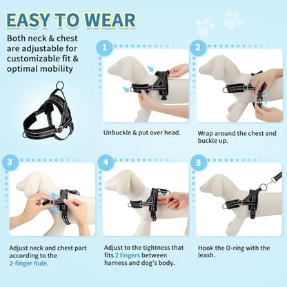 SlowTon No Pull Small Dog Harness and Leash Set with Front Clip | Soft Padded, Neck & Chest Adjustable, Lightweight, Anti-Twist, Puppy Vest Harness Pet Lead Combo for Small Medium Dog, B, S - color: Black, size: Small