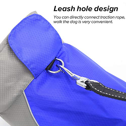 Vizpet Dog Raincoat Waterproof Coats,Dog Jacket High Visibility Warm Vest Dog Clothes for Small Medium Large Dogs (Blue-XXL) - size: Blue-XXL