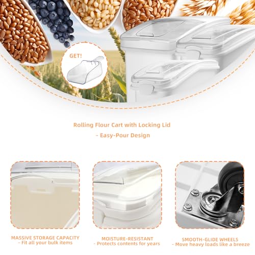 Ingredient Storage Bin,21 Gallon Dispenser Bin with Scoop for Dry Food, Sugar, Baking Supplies,Kitchen Rice Cereal Flour Bin,BPA Free,Pet Food Storage Container,Dog Cat Birds Food (21 Gallon) - size: 21 Gallon