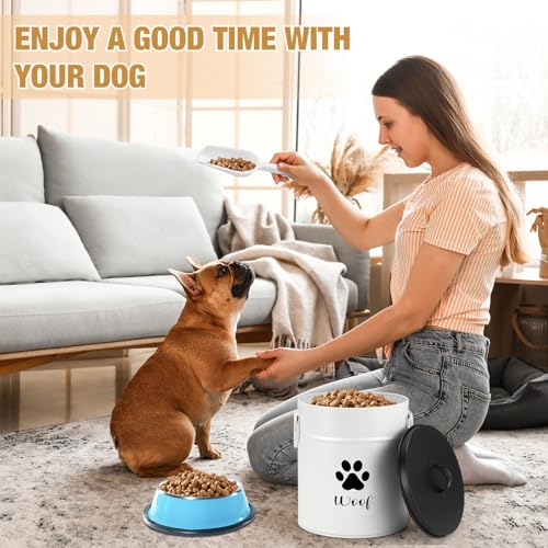 DoubleFill Extra Large 23+10 lb Metal Dog Food Storage Containers, White - color: White, size: Extra Large 23+10 lb