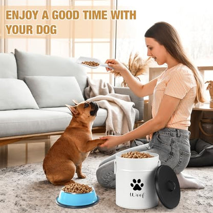DoubleFill Extra Large 23+10 lb Metal Dog Food Storage Containers, White - color: White, size: Extra Large 23+10 lb