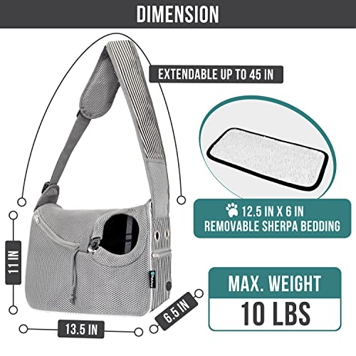PetAmi Dog Sling Carrier Small Dogs, Hands Free Crossbody Carrier, Stripe - color: Stripe Black