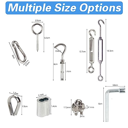 Shineyoo 1/8" Wire Rope Kit，Steel Wire Cable，200FT Turnbuckles for Cables Wire，Vinyl Coated Stainless Steel Cable Wire for Outdoor,Garden,Kitchen,Craft with Turnbuckle - style: 200FT