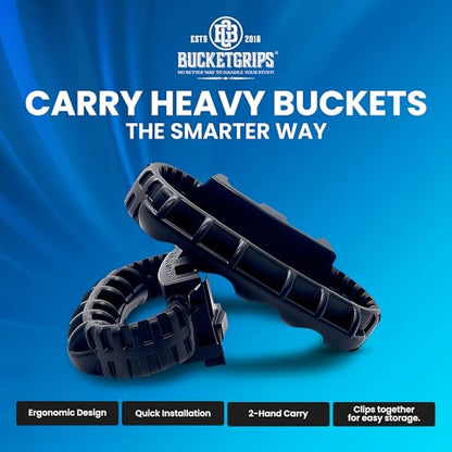 Heavy-Duty Bucket Handle Grips – Ergonomic Pair for Buckets, Easy-Carry Comfort Side Handles, Fits Most Standard Bucket Sizes Including 5-Gallon