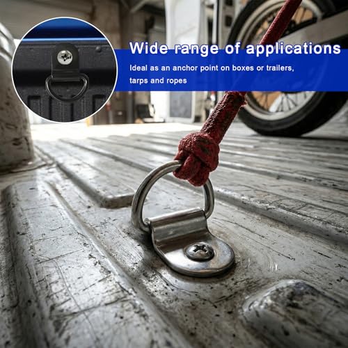 10 PCS Small Steel D-Ring Tie Downs, Rustproof Anchor Lashing Rings Tie Down Hooks for Cargo Securing, Heavy Duty D Ring Hooks Kit for Trailer Camper Warehouse Boat (Silver) - color: Silver
