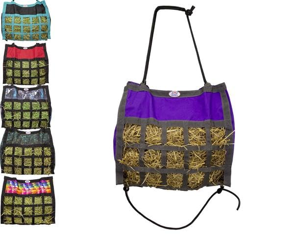Derby Originals Scratchless Slow Feeder Horse Hay Bag with Super Tough Bottom and 6 Month Warranty (Purple with Charcoal Trim) - color: Purple with Charcoal Trim