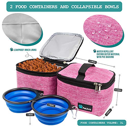 PetAmi Dog Travel Bag Organizer, Pet Supplies Tote Diaper Bag, Pink Medium - color: Pink, size: Medium - 14.5"L x 8"W x 12.0"H