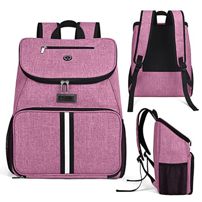 BAGLHER丨Dog Travel Bag, Airline Approved Pet Supplies Backpack, Dog Travel Backpack with 2 Silicone Collapsible Bowls and 2 Food Baskets - color: Light pink-A