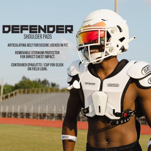 Battle Sports Defender Football Shoulder Pads - color: Black, size: Youth-Medium