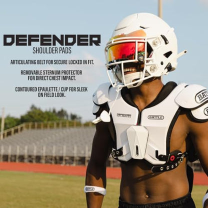Battle Sports Defender Football Shoulder Pads - color: Black, size: Youth-Medium