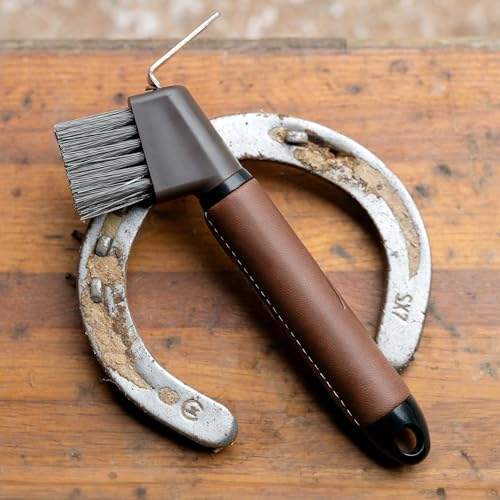 Horze Maddox Leather Handle Hoof Pick - Dark Brown - One Size