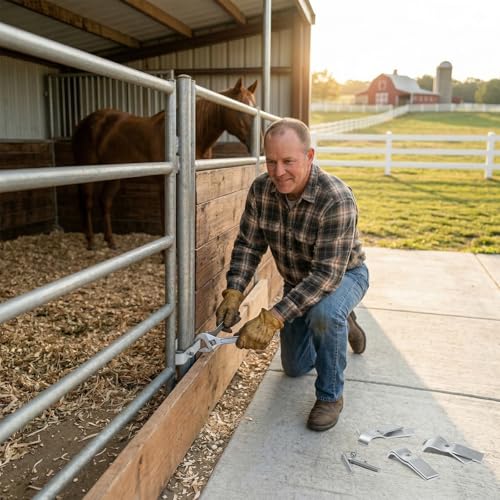 8 Pack Horse Panel Clamps for Wood Boards, 1-5/8" Heavy Duty Galvanized Corral Panel Clamp Fit 2" Livestock Panels Attach Lumber to Horse Stalls Round Pens or Cattle Panels