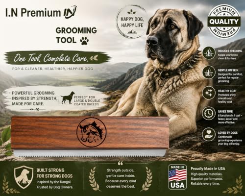 I.N 8-Inch Desheding Brush for Dog & Horses Remove loose Hair & Undercoat Deshedding Tools for Large Dogs, Horses, Ponies,& Cows Pet Grooming Brush - size: 8 Inch