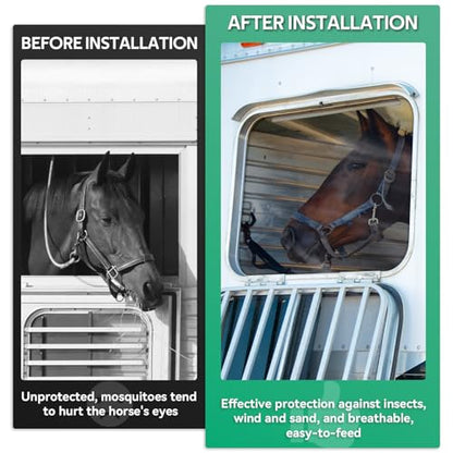 Horse Trailer Window Screen with Zipper, 35 Inch Length x 26 Inch Height