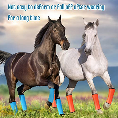 Jexine 8 Pcs Mesh Fly Boots for Horse - color: Orange, Blue
