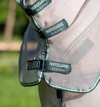 Horseware® Rambo Flybuster with No-Fly Zone™ Fly Sheet - Oatmeal/Sage & Beige & Green, 75 inches - size: 75 inches