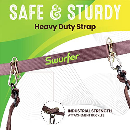 Swurfer Skyline Tree Swing Hanging Kit – Heavy Duty, Weather Resistant, Swing Line to Hang Multiple Swings, Span Up to 40 Feet, Includes 4 Adjustable Locking Anchors & Carabiners, Easy Installation