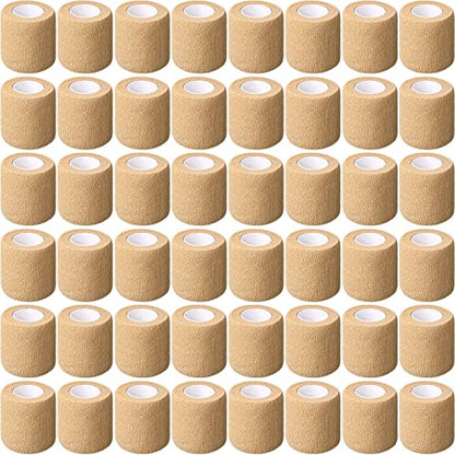Treela 64 Pack 2" X 5 Yards Self Adhesive Bandage Wrap Beige - color: Beige, size: 2 Inch X 5 Yard