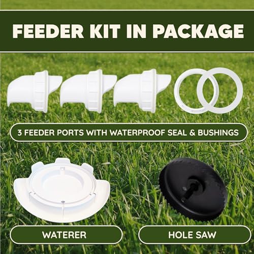 Poultry Pro Chicken Feeder & Waterer Set, 3 Ports, Hole Saw & Waterer - style: Feeder and Waterer Bundle