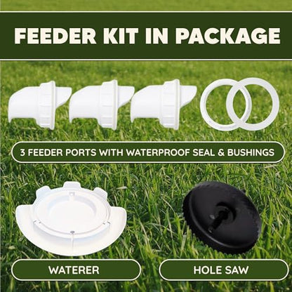 Poultry Pro Chicken Feeder & Waterer Set, 3 Ports, Hole Saw & Waterer - style: Feeder and Waterer Bundle