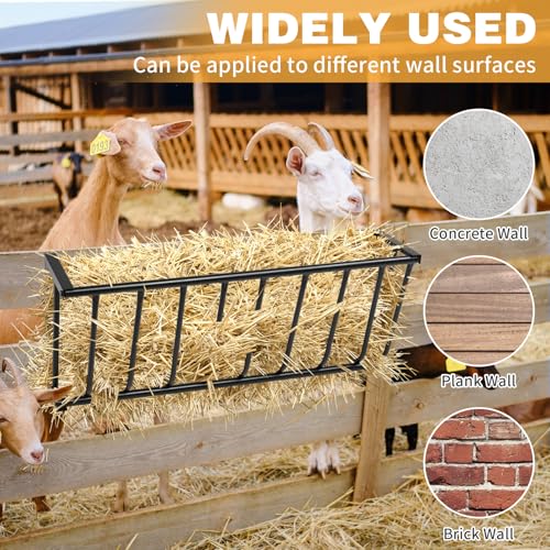Hay Feeder, 40.5" x 9.5" x 15.7", Heavy-Duty Steel Goat, Sheep & Horse Hay Rack, Wall Mounted Holder