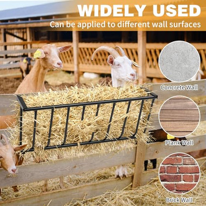 Outvita Horse Hay Feeder, 40.5'' Long Livestock Hay Feeder with 25 Gallon Large Capacity, Carbon Steel Wall Mounted Hay Rack for Horses, Sheep, Goats, Indoor Outdoor Uses(Black) - size: 40.5 in