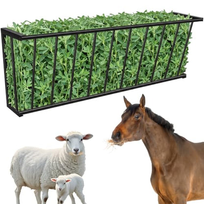 40'' Metal Wall Mount Hay Feeder, 25 Gallon Livestock Feeder | Steel Hay Feeder& Blanket Holder , Metal Wall Hay Rack for Goats, Sheep and Storage