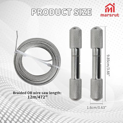 Wire Saw for Goat Horns with 2 Handles, Dehorning Cutting Tool OB Stainless Steel Heavy Duty Braided Removal Cutter, Rust Resistant Pocket String Compact for Outdoor Camping Garden Cattle Fishing