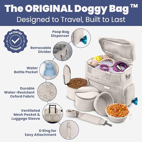 Rubyloo Pet Travel Bundle – Original Doggy Bag (Beige) + Vet-Approved Pet First Aid Kit for Dogs & Cats