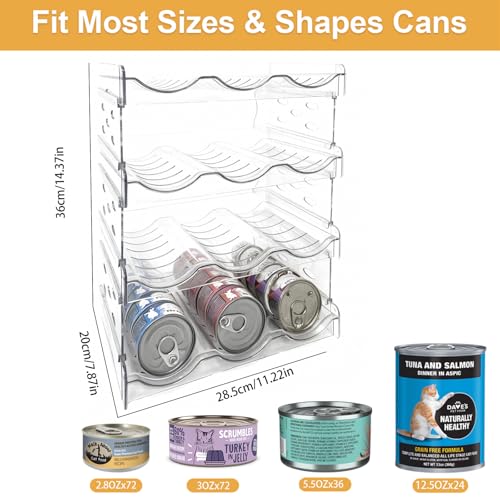 Cat Food Can Organizer 4-Tier Hold 72 Cans 3.5oz Transparent Cat Can Rack - size: 4 Layers