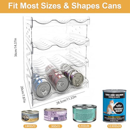 Cat Food Can Organizer 4-Tier Hold 72 Cans 3.5oz Transparent Cat Can Rack - size: 4 Layers