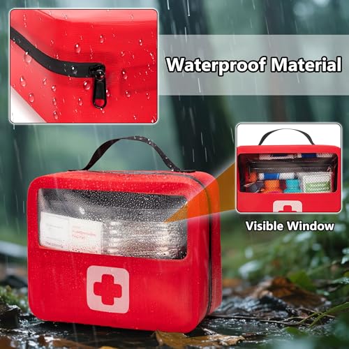 Marscamd Waterproof Empty First Aid Bag with a Detachable Panel - color: Red