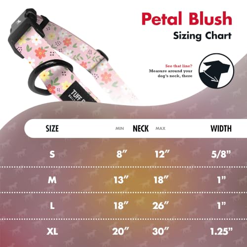 Tuff Pupper Premium Adjustable Dog Collar, Stylish Pattern Collars Designed in USA, Quick Release Buckle, Petal Blush Small (0.7 Inch Wide x 8-12 Inch Neck) - color: Petal Blush, size: Small