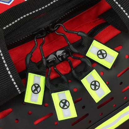 Lightning X Personalized EMT Trauma Bag – Large ALS Medical Bag with 6 Color-Coded Pouches, MOLLE Panel, Waterproof Bottom, Reflective EMS Gear, Custom Embroidered Name or Logo | LXMB35 - color: Red