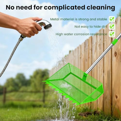 2026 Upgraded 2-in-1 Chicken Poop Scooper & Rake with Handle, 12inch Heavy-Duty Metal Chicken Coop Scoop for Sand Sifting Shovel Litter Scooper for Farm House Chicken Coop Cleaning Tools Accessories - color: Green