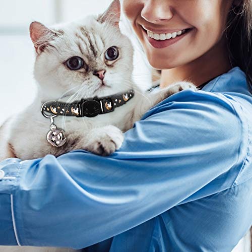 Baeuppit 2Pcs Breakaway Cats Collars Cat Collars for Boy & Girl Cats Adjustable Kitten Collars with Bell,Purple+Black,8"-13.1" - color: Purple+Black, size: 8.0-13.1"