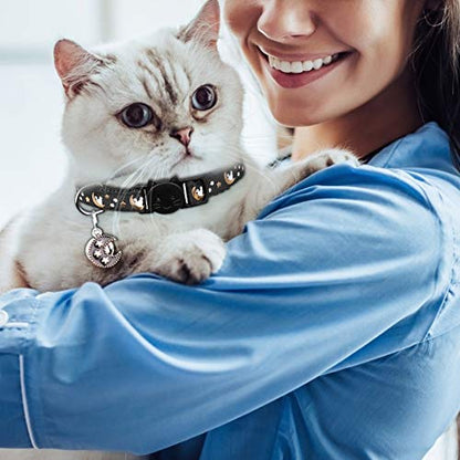 Baeuppit 2Pcs Breakaway Cats Collars Cat Collars for Boy & Girl Cats Adjustable Kitten Collars with Bell,Purple+Black,8"-13.1" - color: Purple+Black, size: 8.0-13.1"