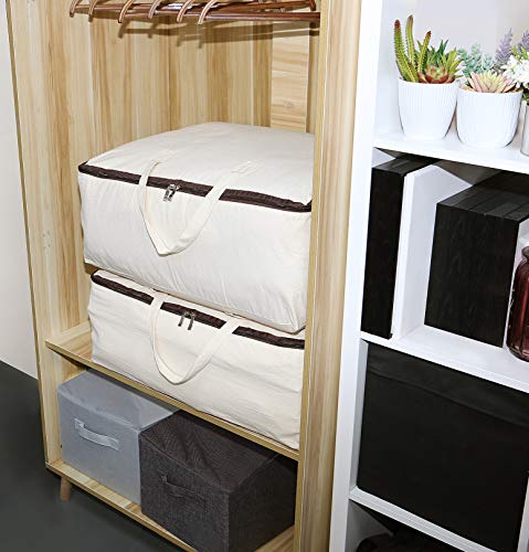 AMJ Set of 2, Storage Bags with 3-Side Zip Open & Handles, House Move or Winter Garment Storage in Wardrobe, Beige - color: Beige, 2PCS