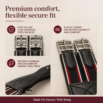 Anatomical Leather English Girth – Double Elastic Steel Buckles - size: 110